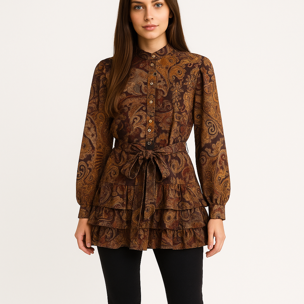 Floral Mini Dress – Casual Elegance with Ruffle Details & Belted Waist