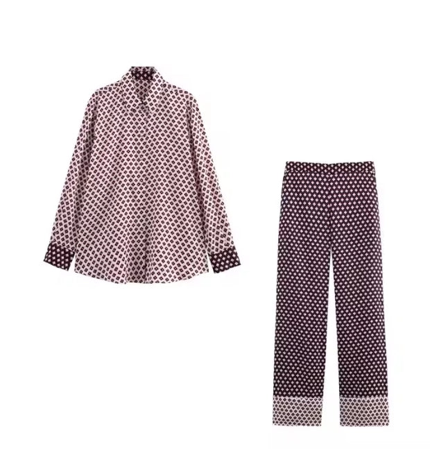Women's Printed Satin Co Ord Set