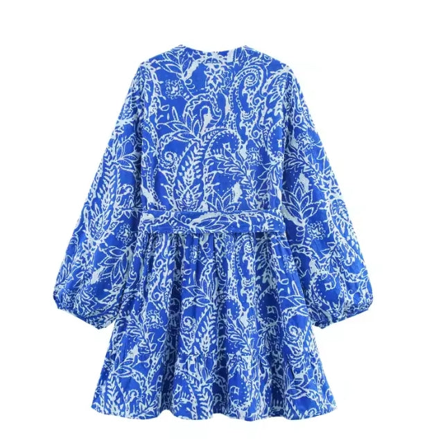 Women’s Blue Print Above Knee Length Shirt
