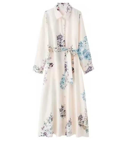 Floral A-Line Midi Dress – Ruffle Detail & Long Sleeves