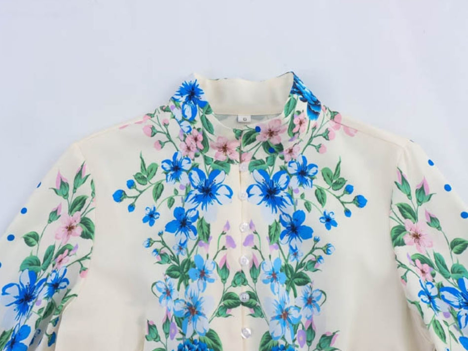 Loose Floral Midi Dress – Long Sleeve Casual Style